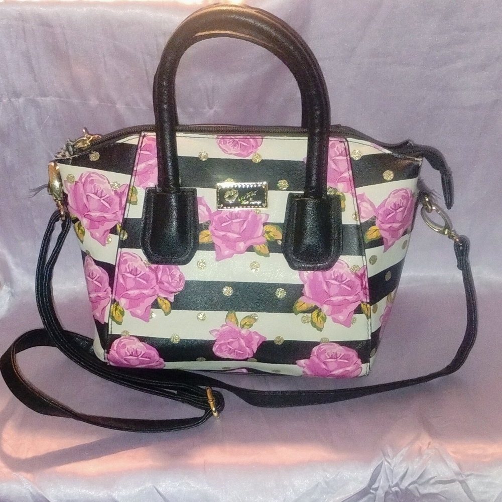 Luv Betsey By Betsey Johnson Black and Pink Floral Satchel